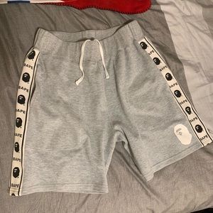 Gray Bape ape head shorts